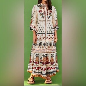 🌴Farm Rio🌴 BNWT Beaded Palm Tree Pineapple Maxi Dress Large $365